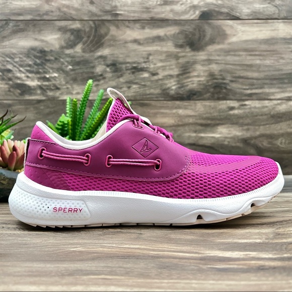 NIB Sperry 7 Sea 3-Eye Hydrophobic Sneaker Magenta Water Friendly Quick Drying - Picture 8 of 14